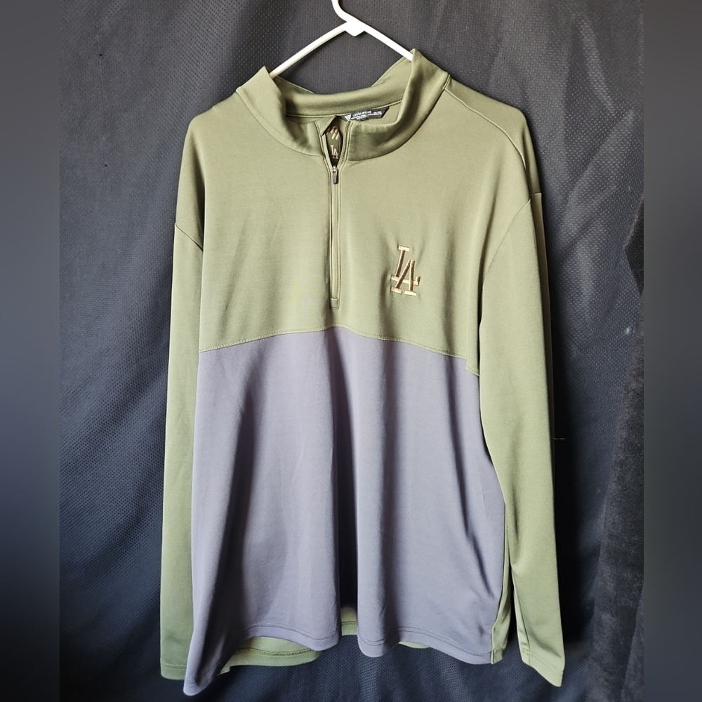 LA Dodgers Levelwear Olive Delta Pursue Quarter-Zip